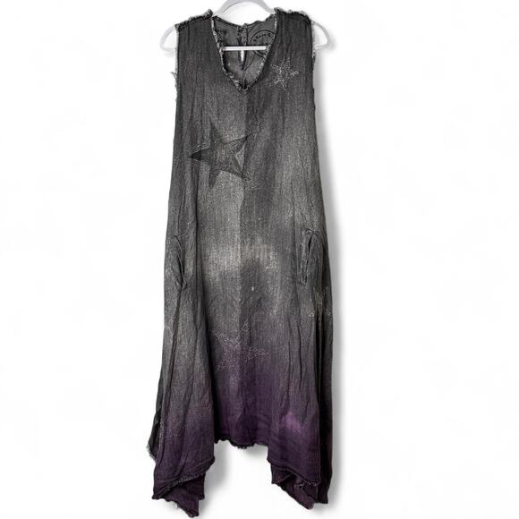 A Rare Bird Boho Hippie dip dyed ombré star dress womens size S/M oversized - Picture 1 of 8